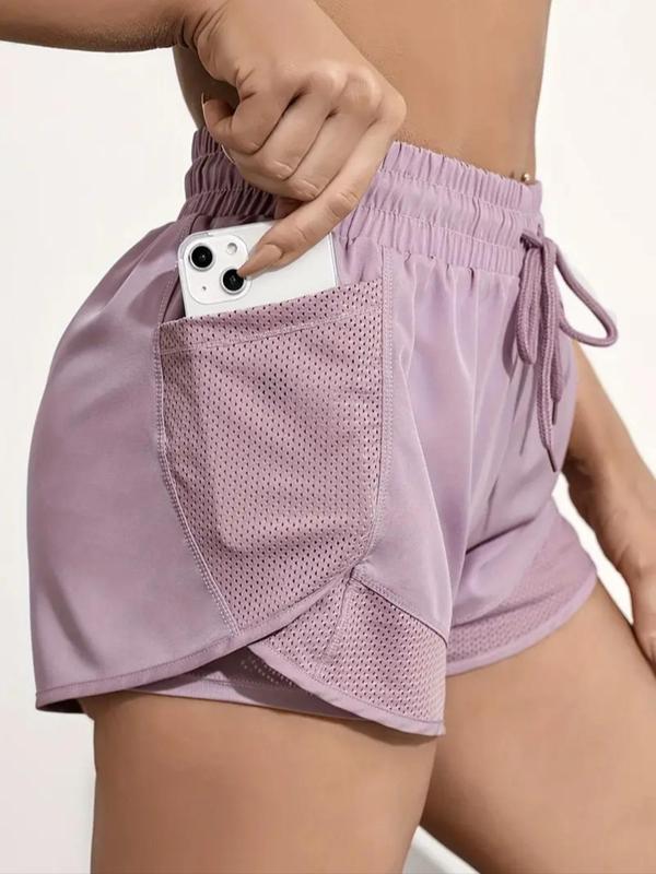 Women's 2-IN-1 Drawstring Pocket Sports Gym Shorts, Sporty Quick Dry Wrap Track Shorts for Running Yoga Gym Workout, Summer Outfits 2024, Stretch Shorts, Sports Clothing for Summer