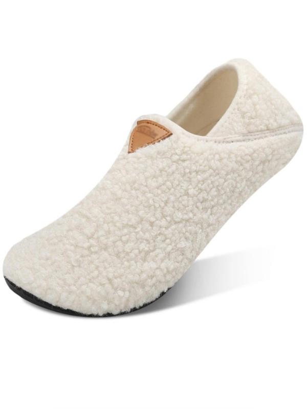 Women's Solid Color House Slippers, Cozy Sock Shoes with Soft Rubber Sole, Casual Soft Comfortable Home Slippers, Slip on Warm Slippers for Indoor & Outdoor Use for Fall & Winter Footwear