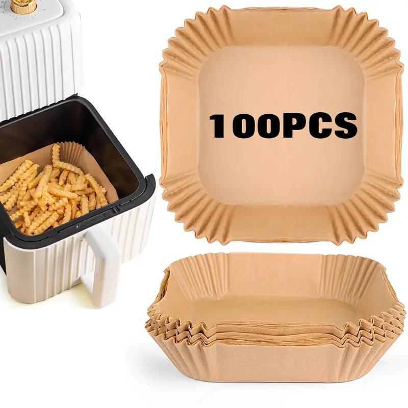 Disposable Air Fryer Liner, 100pcs Non-stick Oil-proof Waterproof Air Fryer Parchment Paper, Multi-purpose Parchment Paper Sheet for Baking, Kitchen Food Accessories, Air Fryer Accessory Set, Household Bakeware, Sheet for Air Fryer Cooking, Utensils