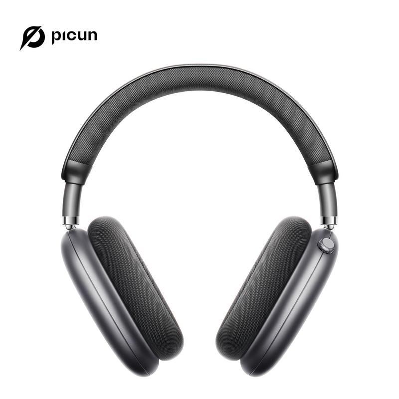 Picun F8 Pro Noise-Cancellation Wireless Bluetooth Headphones,  Detachable Fabric Earcups, Bluetooth 5.4, Seamless Dual Device Pairing, 96-Hour Standby Time, iPhone/Android Compatible, Cool Tech Gadgets for Summer Gifting,summ Grey Earbud