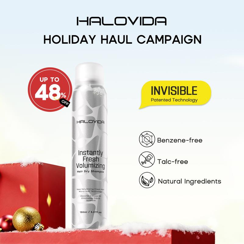HALOVIDA INSTANT FRESH VOLUMZING HAIR DRY SHAMPOO 5.07FL.OZ - Organic Cleansing Dry shampoo for Voluminous & Hydrated Hair,Adds Natural Volume,No white residue, Absorbs Oils, Suitable for All Hair Colors
