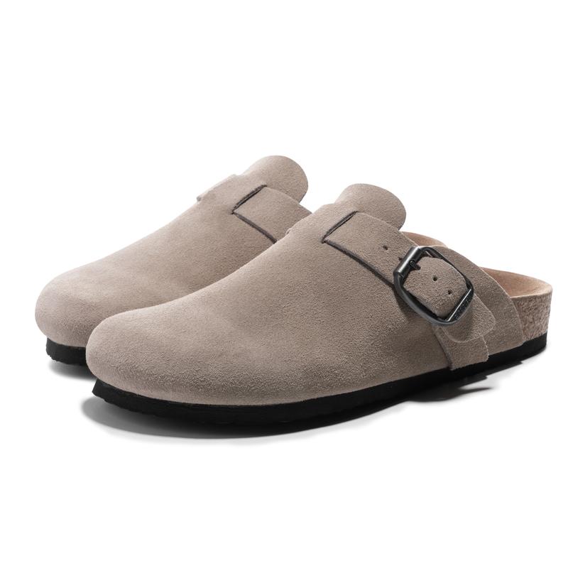 FITORY Breathe I | Menâs Suede Leather Clogs, Cork Footbed, Adjustable Strap, Round-Toe (US 7â14)ãCheck Measurements Carefullyã