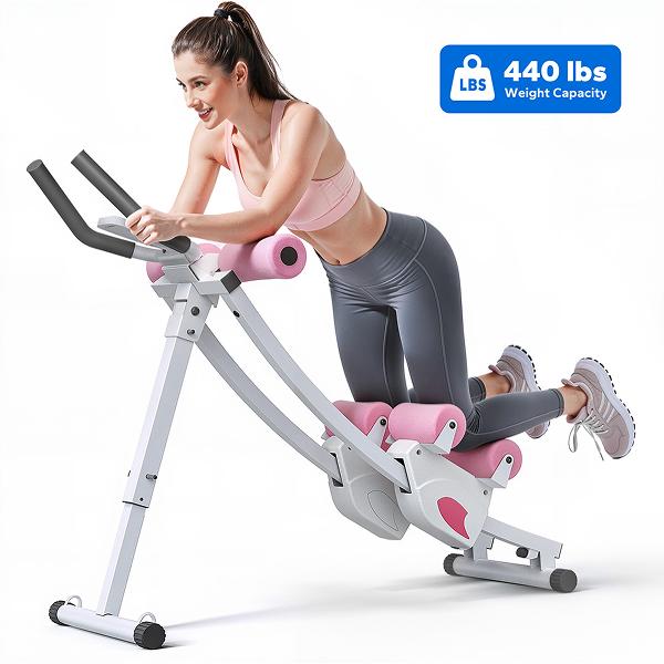 Merach Dual Track Ab Trainer with LCD Monitor, 440lbs Weight Capacity, Foldable for Easy Storage, Ergonomic Supportive Design, Tones Waist Abs Arms Legs Hips, Ideal for Home Gym Beginners & Daily Fitness Enthusiasts Summervibes
