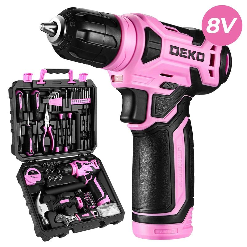 DEKO 8V Cordless Drill Set – 126-Piece Home Tool Kit With Storage Case, DIY Power Tools For Fence Work, Home Décor, Furniture Assembly & Everyday Repairs fathersdaygift