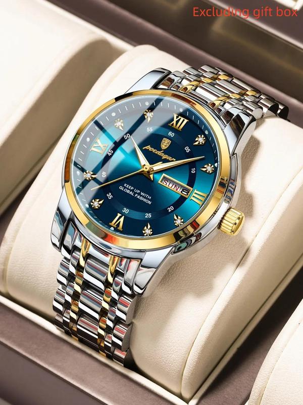 Men's Casual Business Round Dial Analog Quartz Watch, Business Fashion Watches, Fashion Daily Wear Watch with Box, Trendy Versatile Watch for Birthday Gift & Party