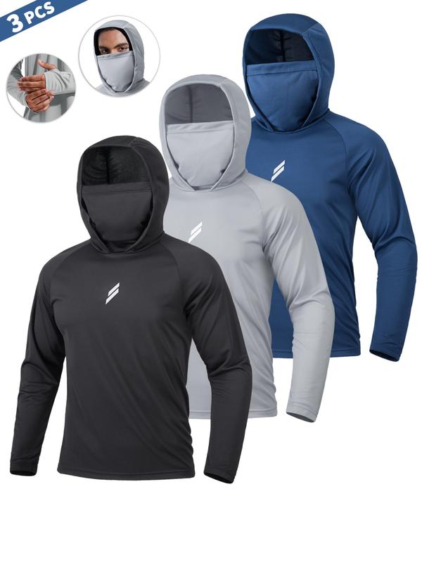 Men's Sun Protection Hoodie Set,FishingHoodiewithMask,Casual Breathable Fishing Jacket,Quick Dry Sportswear with Face Cover, SunProtectionFishingGear,Outdoor Adventure Clothing, Active Athletic Hoodie