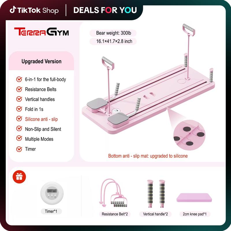 TerraGym Multifunctional Pilates Board - Foldable Pilates System, Home Gym Equipment, Multifunctional Abdominal and Core Trainer, Abs Workout Machine, 300LBS Capacity Balance Training Gear for At-Home Use, #summerwins #DealsforYouDays
