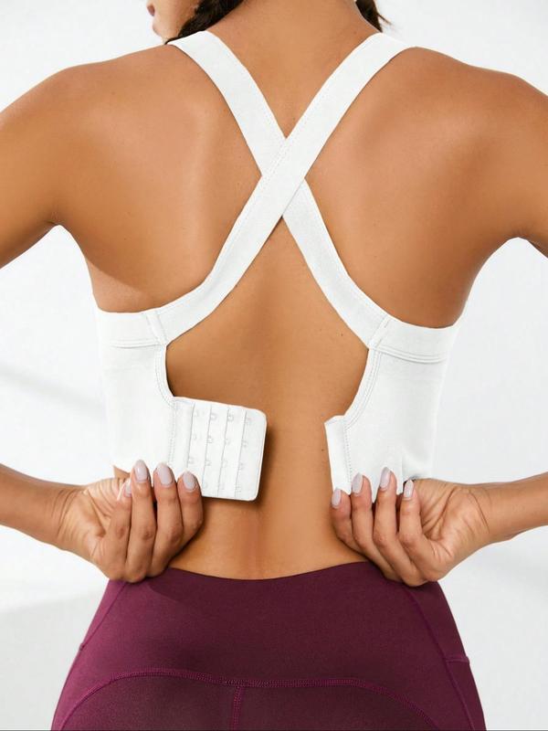 Women's Criss Cross Cut Out Sports Vest, Solid Color Sleeveless Sports Top for Yoga Gym Workout, Ladies Sportswear Clothing for Indoor Outdoor Wear, Gym Wear, Gym Tops, Casual Sports Top