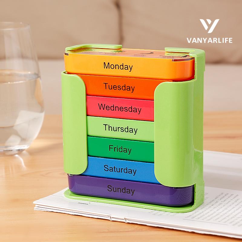 7-day Pill Storage Box, 1 Count Portable Lightweight Large Capacity Pill Organizer, Daily Pill Storage Box for Home Office Travel, Medical Organizer, Healthcare Home Supplies #GLOBAL PICKS