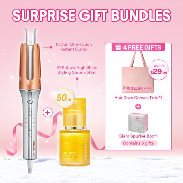 SHEGLAM HAIR Automatic Curling Iron 1/1.25 Inch with 3 Temperatures, 2-Way Rotation, Anti-Scald, Anti-Tangle, Automatic Shut-Off, Swivel Cord Barrel - Pink-Effortlessbeauty-Hairhack- Coachella-mothersdaygift Summervibes