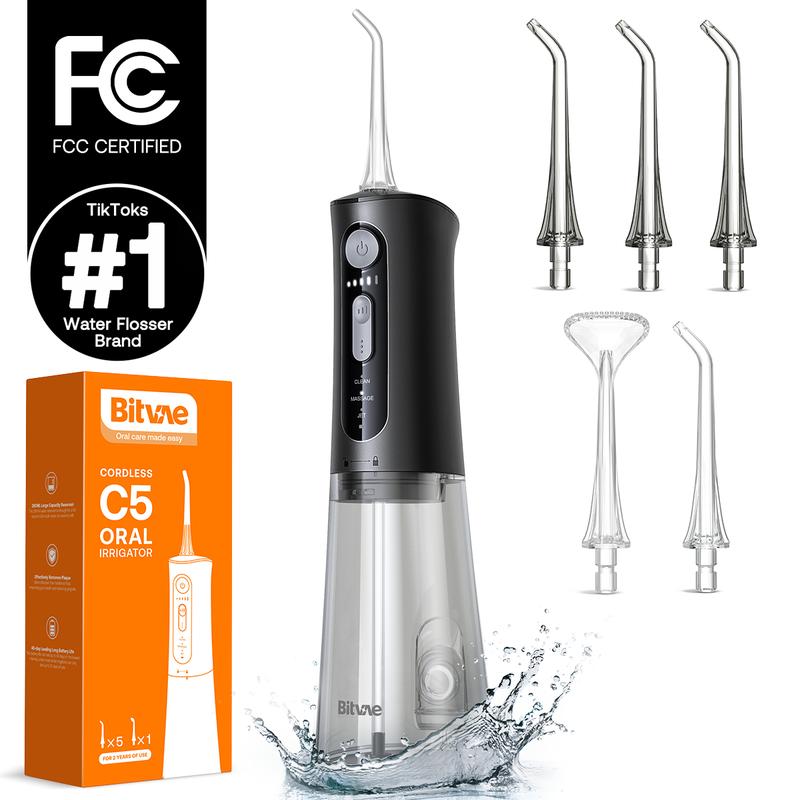 Bitvae C5/C6 Water Flosser for Teeth - Cordless Portable Oral Irrigator, Powerful and Rechargeable, IPX7 Waterproof for whitening tablets ,Water Flosser for teeth cleane- Dental Kit