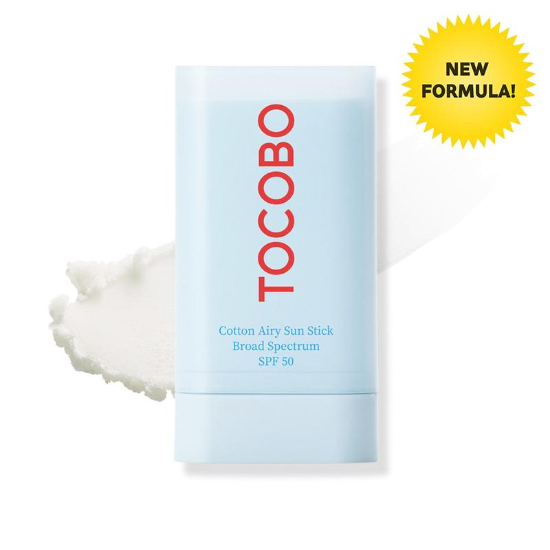 TOCOBO - Cotton Airy Sun Stick (Broad Spectrum/SPF50) 19g | Lightweight, Mattifying, Oil Control Korean Sunscreen Sun Stick
