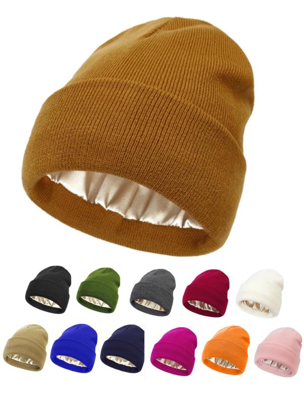 Solid Color Beanie Hats for Men, Boyfriend Gifts, Fall & Winter Outdoor Knitting Warm Hat for Men & Women, Fitted Hat, Beanies, Daily Clothing Decor