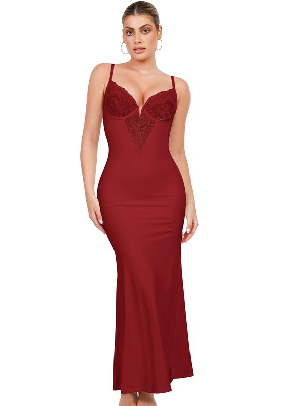 Popilush Formal Lace Built-in Shapewear Set Womenswear Sleeveless Deep V-Neck Maxi Dress Birthday Dress or Wide Leg Jumpsuit Tummy Control Cocktail Party #Summervibe