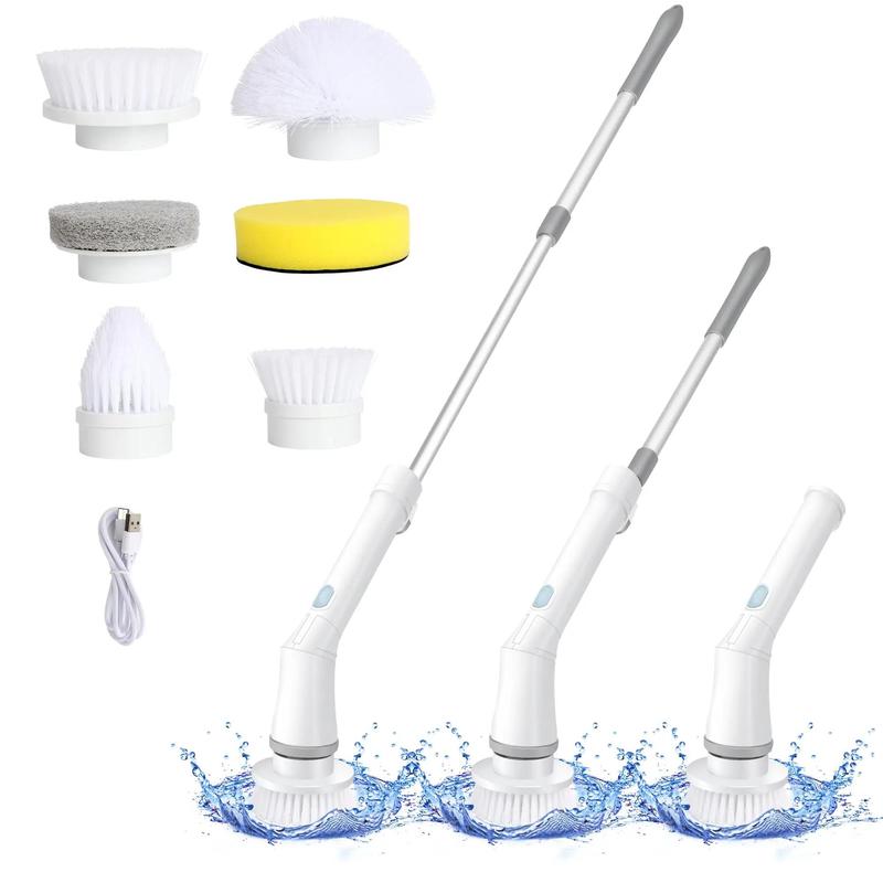 Electric Spin Scrubber for Summer Gift, Handheld Shower Scrubber, Spinning Scrub Brush with Comfortable Adjustable Handle, Bathroom Scrubber, 360° Cordless Household Cleaning Brush for Windows, Electric Spin Scrubbers, Cleaner, Portable, Durable