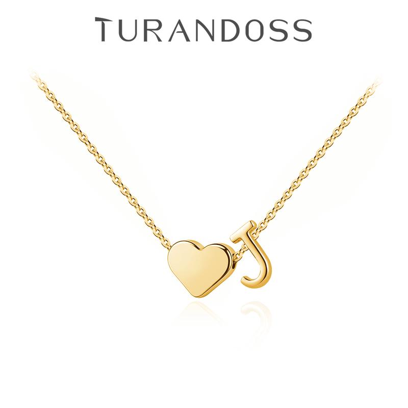 Turandoss Tiny Initial Necklaces for Women Golden Heart Letter A-Z Necklace Dainty Heart Name Necklace Personalized Initial Tag Pendant Birthday Gifts Anniversary Gifts Jewelry for Women Girls Mother's Day Gift