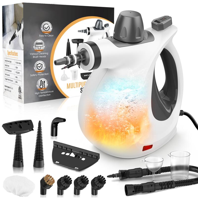 [Mother's Day Gift]Phueut Pressurized Handheld Multi-Surface Natural Steam Cleaner with 12 pcs Replacement Parts , Multi-Purpose Steamer for Home Use, Kitchen and Car