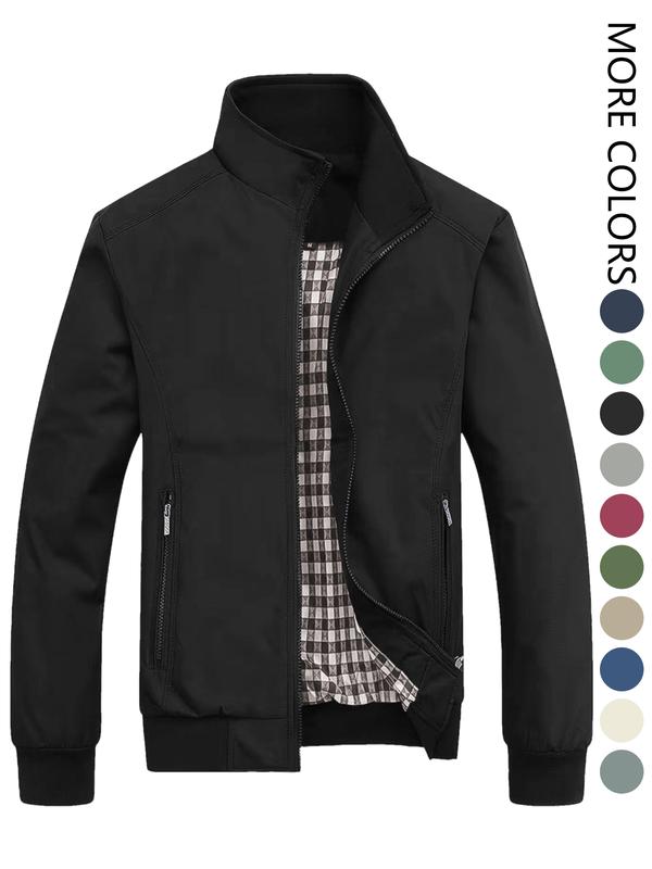 Men's Spring and Autumn Casual Jacket Coats, Lightweight Polyester Fabric, Portable, Easy-to-Store Outerwear for Commuting and Travel