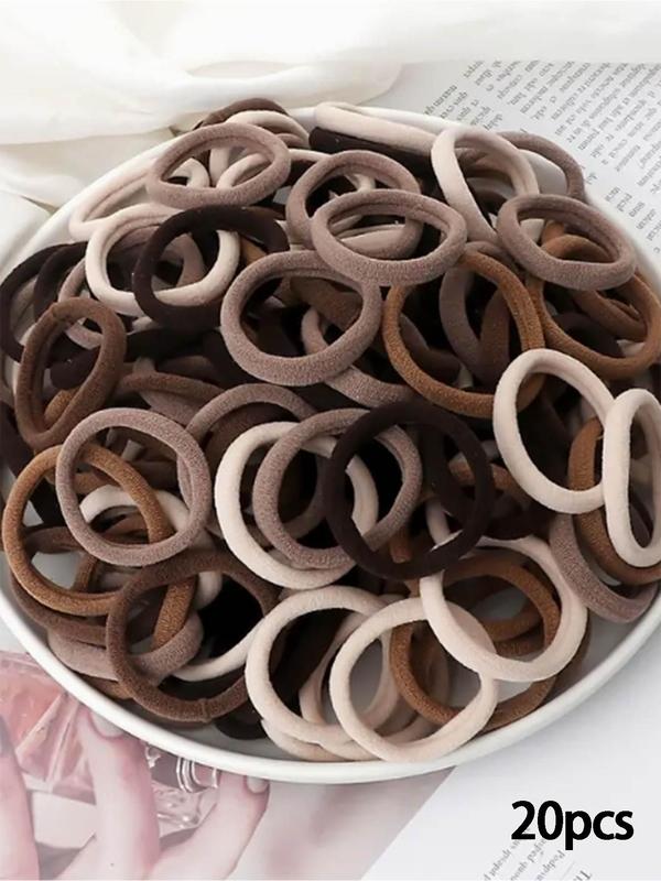Minimalist Solid Color Hair Tie Set, Casual Versatile Hair Accessories for Women, Suitable for Thick Hair, Elastic Hair Accessory