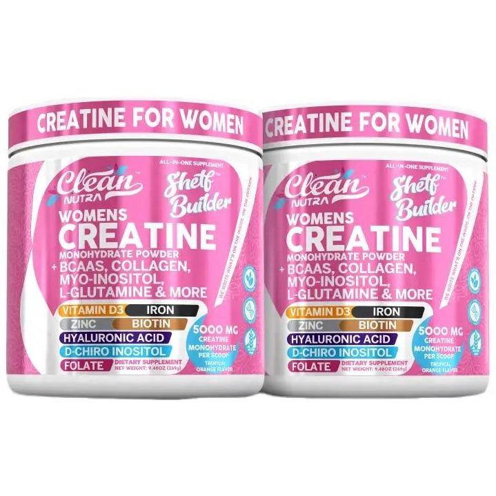 Clean Nutra BOGO | Creatine Monohydrate Powder with BCAAs, Collagen, Myo-Inositol, L-Glutamine & More for Optimal Support (2 Bottles For The Price of One) – Shelf Builder