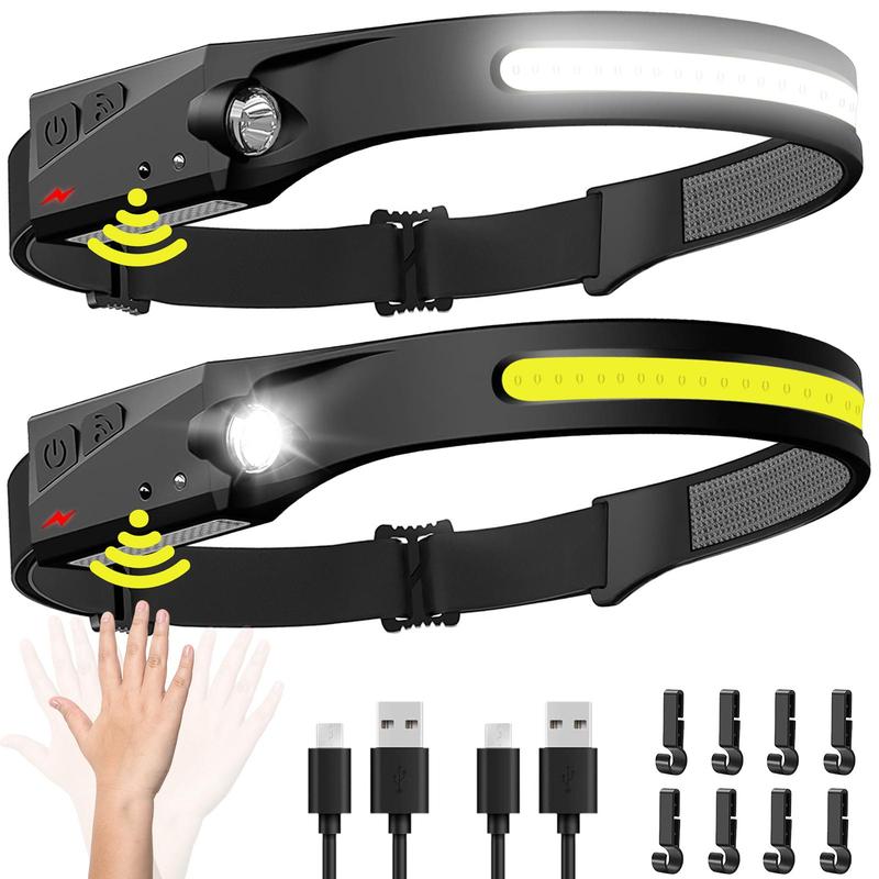 Rechargeable Headlamp, Led Light, Rechargeable 230Â° Wide Head Lamp with Motion Sensor for Adults, Night Headlamp Flashlight, Portable Outdoor Headlight for Fishing, Hiking, Camping, Flashlights, Camping Essentials, Camping Accessories