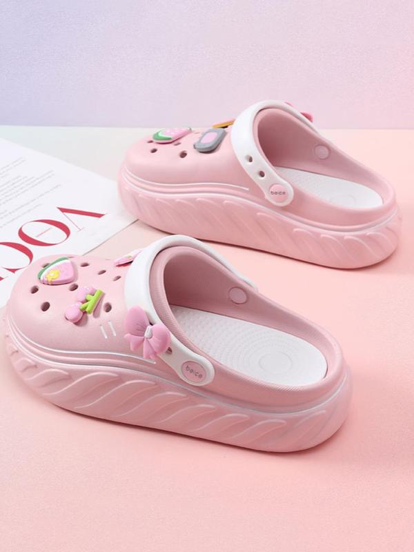 Bow Decor Soft Clogs, Bowknot Design Slippers, Girl Comfort Walking Shoes, Fruits & Letter Design Cute Slippers for Vacation, Thick Bottom Slippers, Clogs for Women, Eva Slippers
