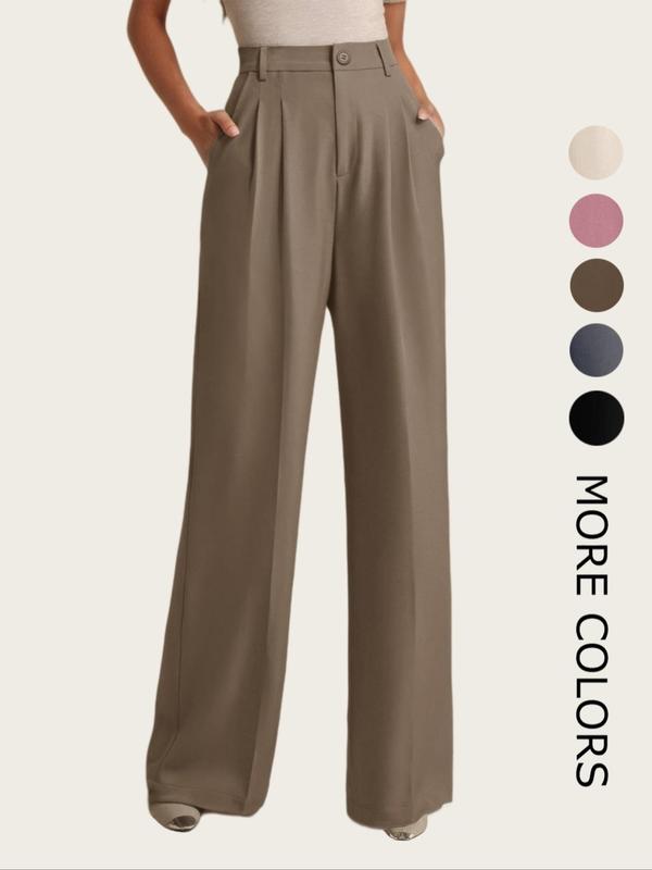 Women's Solid Pocket Pants, Comfortable Trousers, Minimalist Trousers for Work Office Daily Wear, Women's Bottoms for All Seasons, Fashion Pants, Casual Chic Bottoms, Casual Comfy Pants