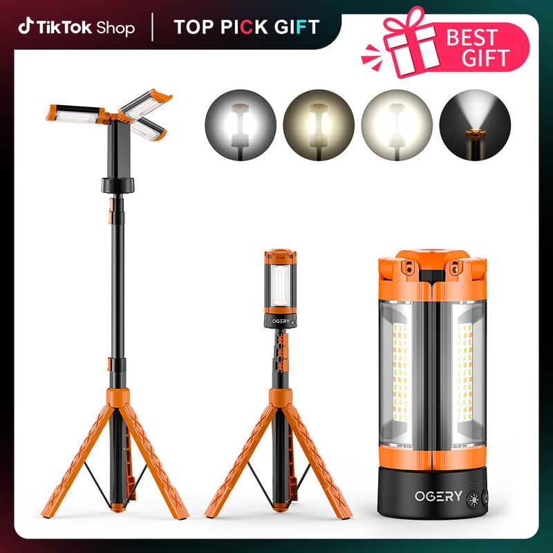 [Father's Day Gift]OGERY 10000/18000mAh Camping Light with  Remote Control & Power Bank - Rechargeable 2200 Lumens Dimmable Work Light, Emergency Light & Detachable Tripod (1.75-6.5 Ft) for Outdoor, Hiking, Home & Emergency summerwins