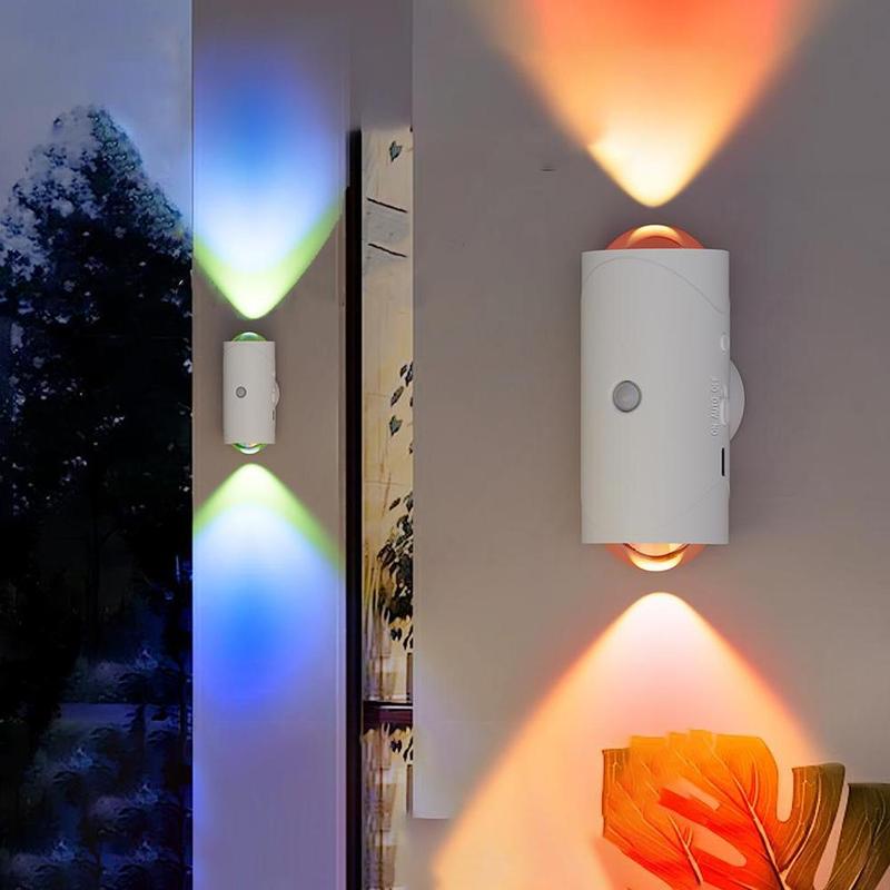 USB Rechargeable LED Night Light with Motion Sensor, RGB Ambient Light, Dimmable Magnetic Wall and Step Lamp for Entryway, Bedside, Desk or Closet, Lighting Modes Adjustable, Adjustable Lights, Wall Mounted Lights