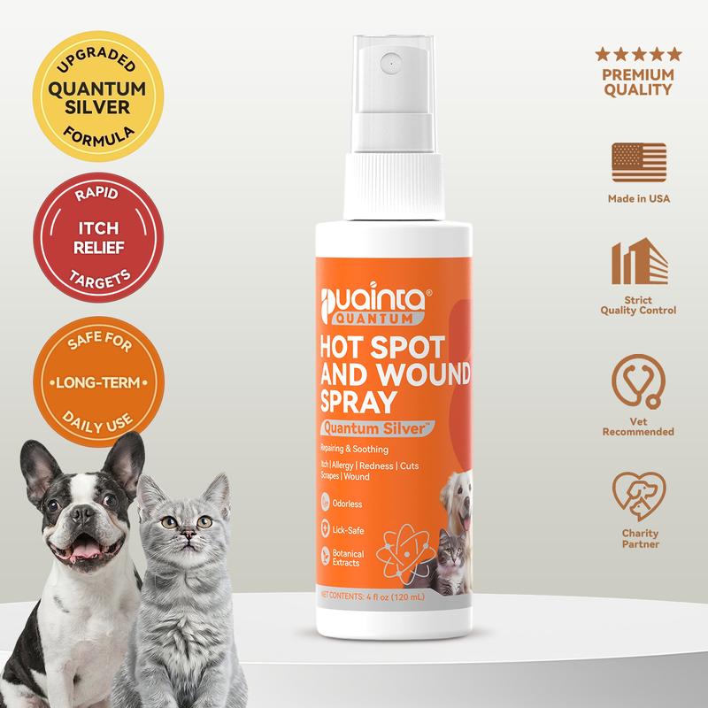 Itch Relief Spray –PUAINTA Vet Recommended Skin Soothing Quantum Silver Spray for Dogs & Cats, Helps Reduce Scratching & Hot Spot Discomfort, Gentle Daily Care, Natural Formula & Safe to Lick #outdoorfun #Summervibes #petlovers