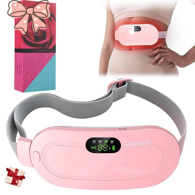 【Mosnami】Portable Heating Pad, Smart Uterine Warming Belt with Abdominal Vibration Massager, Cordless Menstrual Heating Pad with 3 Heating and 4 Massage Modes, Valentine's Day Gift for Women