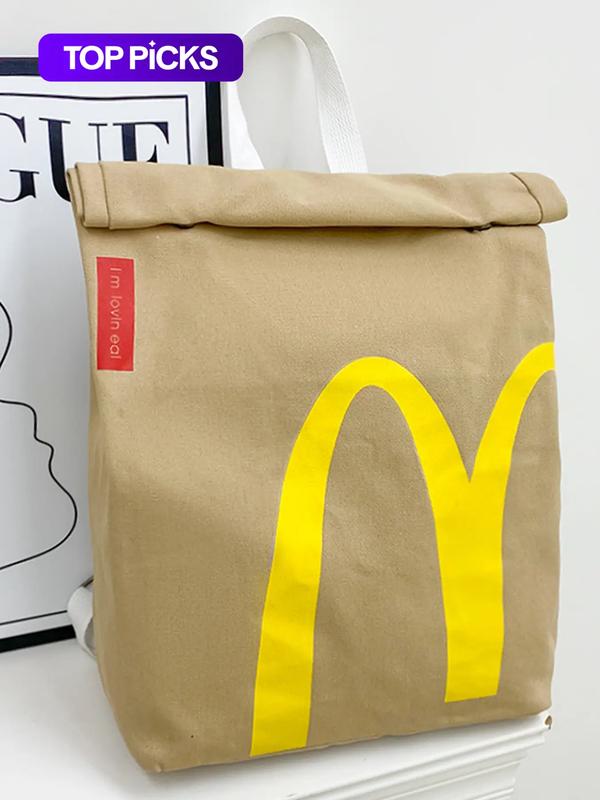 Creative McDonald's Bag Design Backpack, Large Capacity Student Class Backpack, Cute and Versatile Backpack for Women & Men, Lightweight Casual Daypack, Stylish Daypack