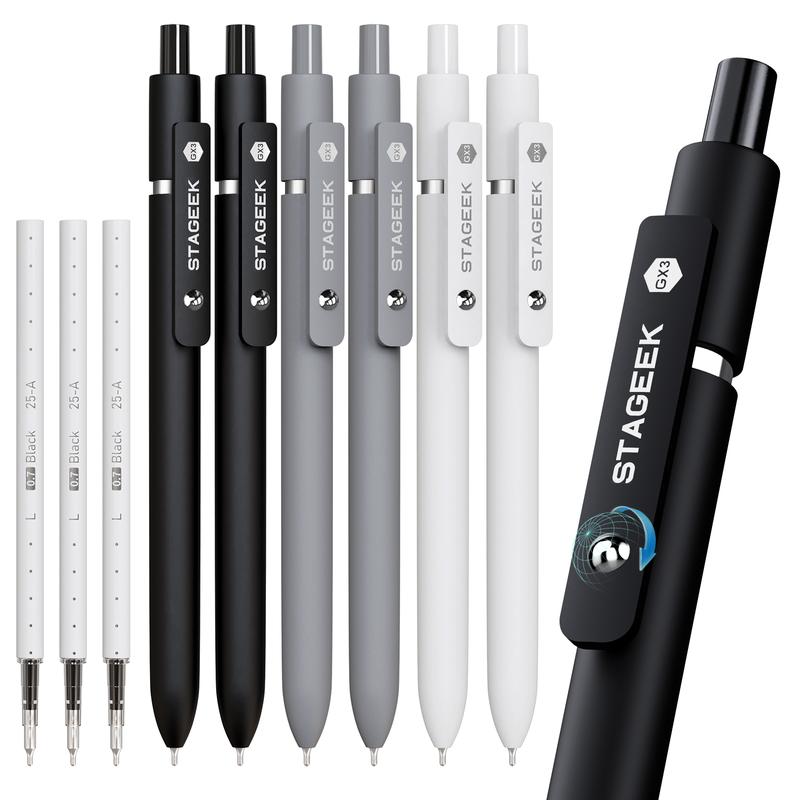 Black Gel Pens, 12Pcs 0.7mm Gel Pens Fine Point with 3 Extra Refills, Quick Dry Retractable Gel Pen Set, Smooth Writing Pens for Office Work, Note Taking, Black Ink Pens for Men Women,Ballpoint Pen for Student Stationary College Essentials,Teacher(Black)