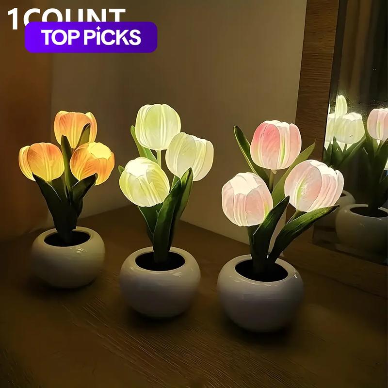 Tulip LED Night Light with Vase, Simulated Tulip Table Lamp for Home Decor, Color-Changing Mood Light, Decorative Light, Home Decoration Lamp, Home Decor Lighting, Christmas Gift for Girlfriend #GLOBAL PICKS