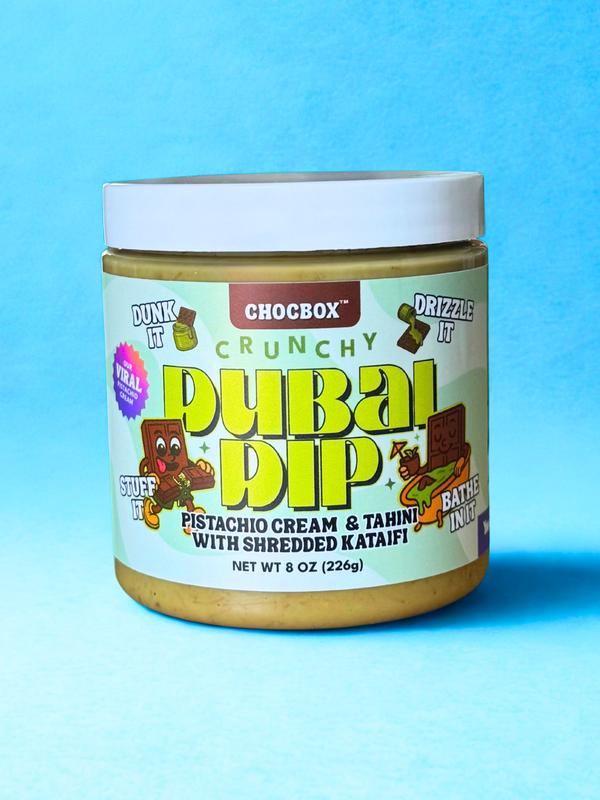 Chocbox Dubai Dip & Cookie Butter Crunch - Pistachio Cream & Tahini Mix / Cookie Butter + Crunchy Kataifi - 8oz & 20oz