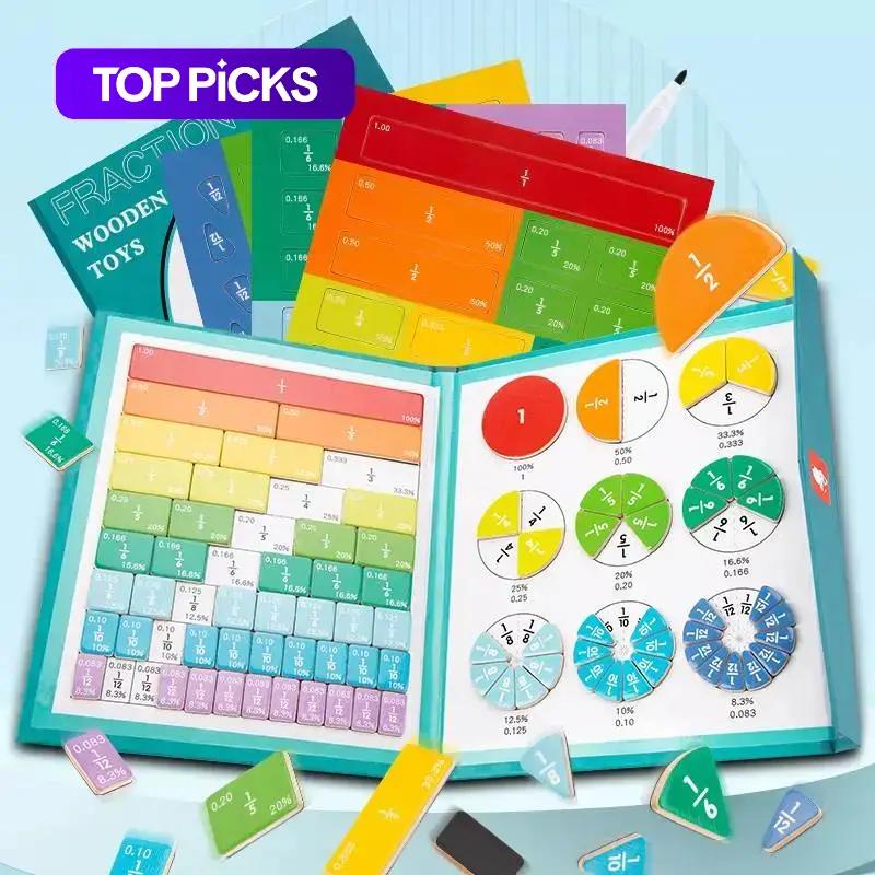 Magnetic Fraction Demonstration Book, 1 Set Math Teaching Aid Basic Arithmetic Operations Learning Toy Gift, School Supplies, Learning Materials, Interactive Visual Learning Tool for Kids