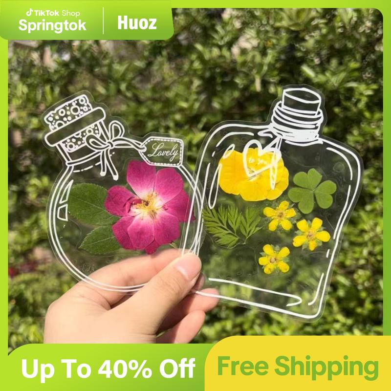 40Pcs DIY Bookmarks, Transparent Dried Flower Spring Bookmarks, Handmade Dried Flower Bookmarks,Flower Bookmarks Maker, Handmade DIY Transparent Beautiful Flower Page #Springtok