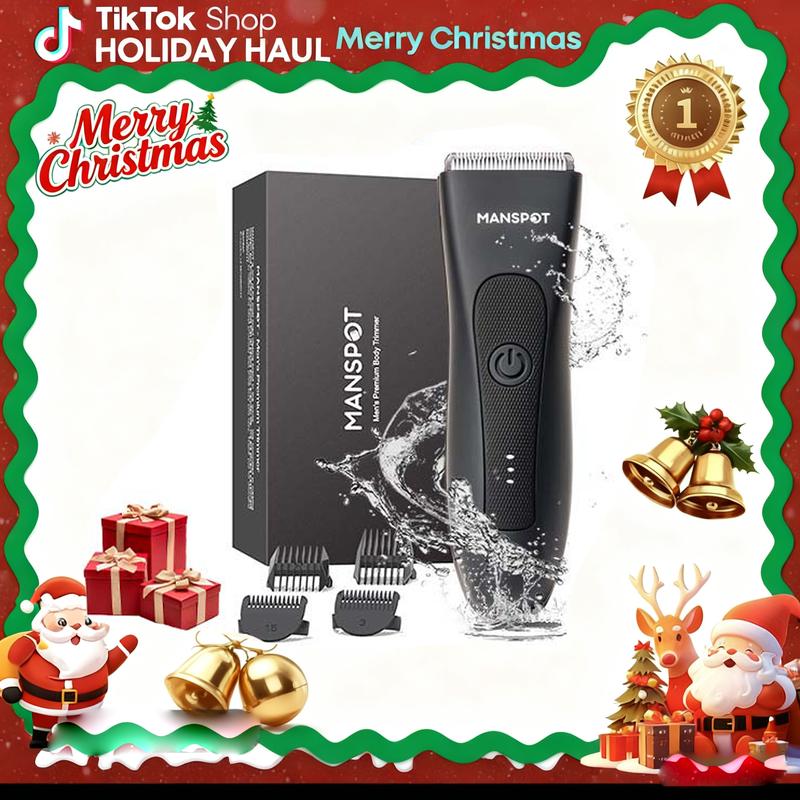 Manspot 4 in 1 Electric Bodyand Hair Shaver - Groin Hair Trimmer, Ball Trimmer for Men with Replaceable Ceramic Blade Heads, USB Recharge, 90 Minutes Shaving,Waterproof, Safe & Gentle Trimming, Quick Gifts