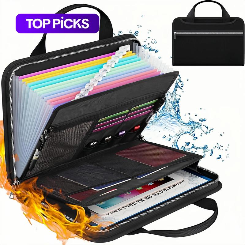 Fireproof File Folder with Handle, Large-Capacity A4 Document Bag, Test Paper Storage Bag and Data Paper Organizer, Office Stationery & Supplies #GLOBAL PICKS