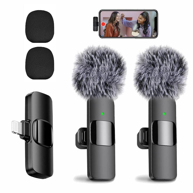 Wireless Dual Sound Kit for iPhone, Android & iPad – Portable Clip-on Audio Device for Smooth Voice Pickup and Effortless Content Creation(Black)