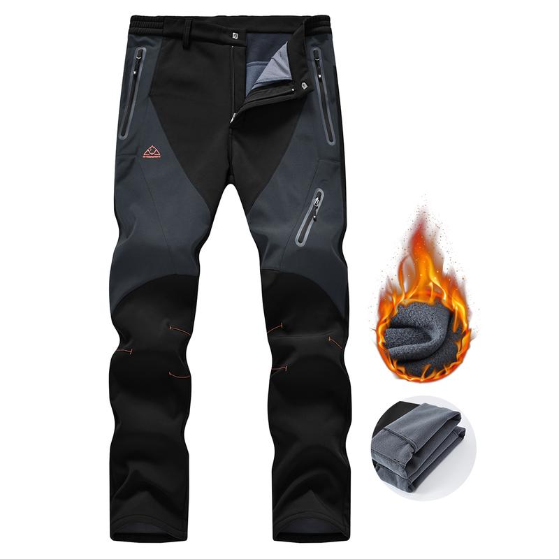 GOPUNE Men's Waterproof Pants Insulated Cold weather Hiking Winter Snow Ski Softshell Outdoor Pants Zipper Pockets Climbing Thermal Jogger Trousers Thermal Lined Jogger pants men