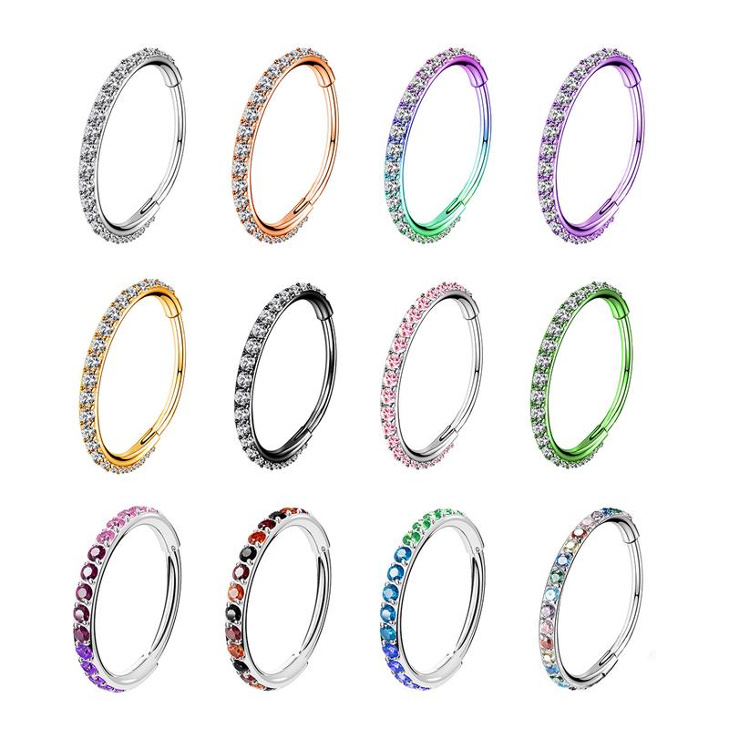 OUFER 20G Hinged Segment Nose Hoop Ring 316L Stainless Steel No Tarnish for Daily Wear