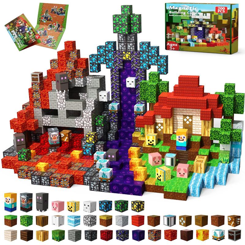 Magnetic Building Blocks-200PCS Magnetic Blocks Magnetic  STEM Montessori Children Sensory Toys 4-8 Years Boys Girls Christmas Birthday Gift, Creative Building Block, Magnetic Building Set, Montessori Toys Mother’s Day Gift Summervibes