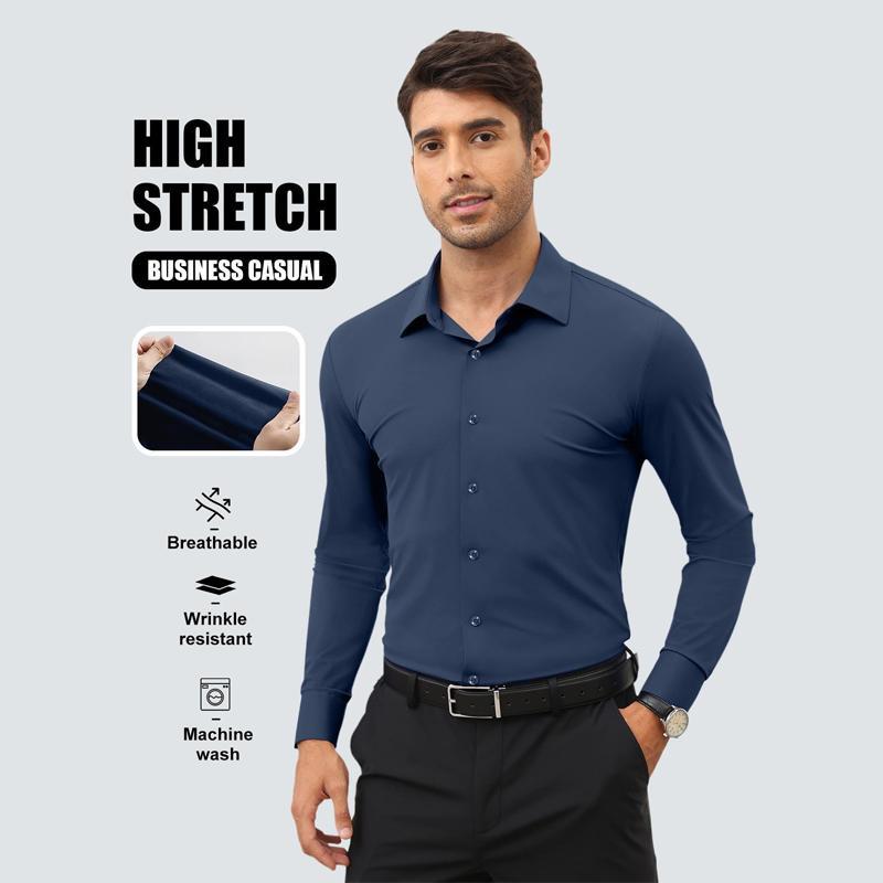 Alimens&Gentle Dress Shirts 16-Way Stretch Slim Fit Long Sleeve Button Down Business Casual Shirts Wrinkle Free Traveler Shirts Top Menswear fathersdaygift