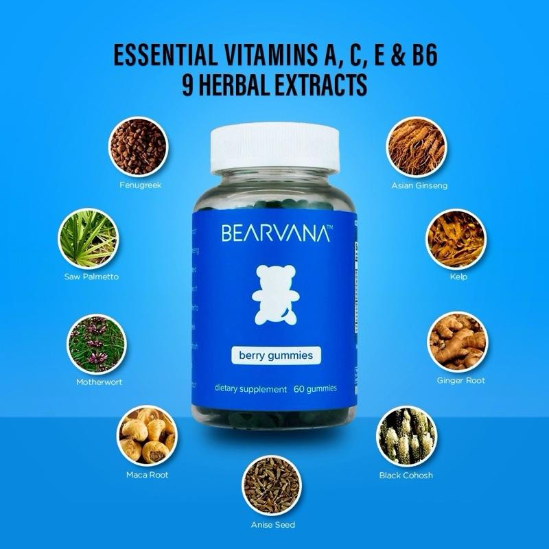 BEARVANA Gummies - Women's Berry Flavored Supplement - One Month Supply - Vitamins A, C, E & B6 - 60 Gummies