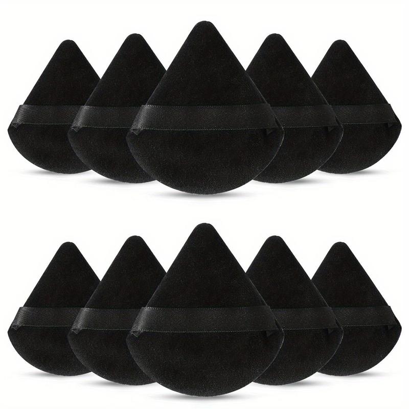 10-pack Reusable Triangular Powder Puffs - Soft Plush Sponge, Flocked Powder Puffs for Face Powder Makeup, Cosmetics, Makeup Products, Mini Makeup, Beauty Puff, Triangle Powder Puff, Powder Puff Set
