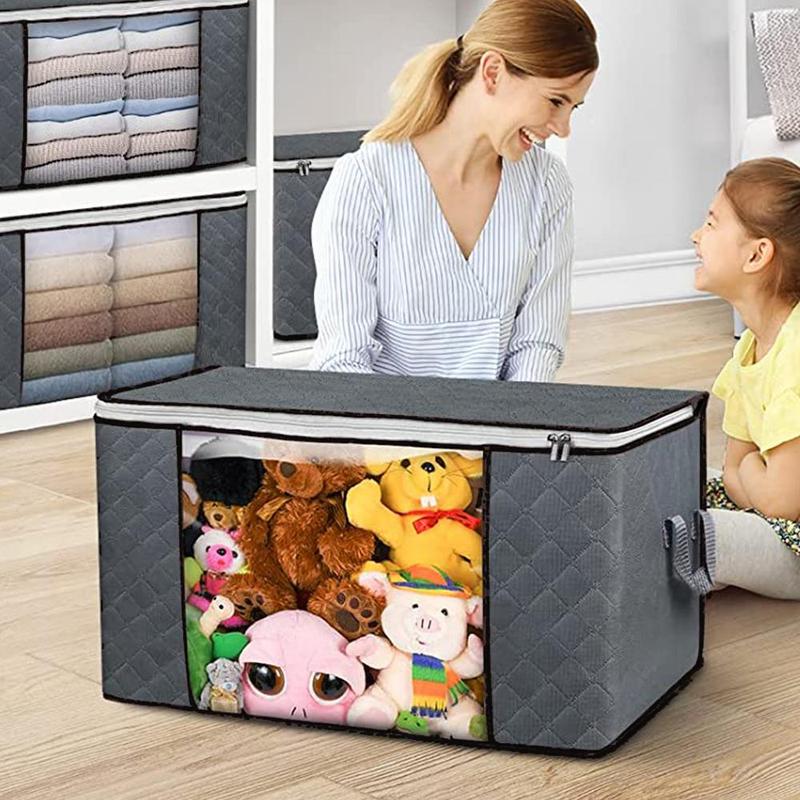 Summer Large Capacity Storage Bag, Foldable Quilt Storage Organizer with Handle, Quilt Storage Bag, Bedding Storage Bags