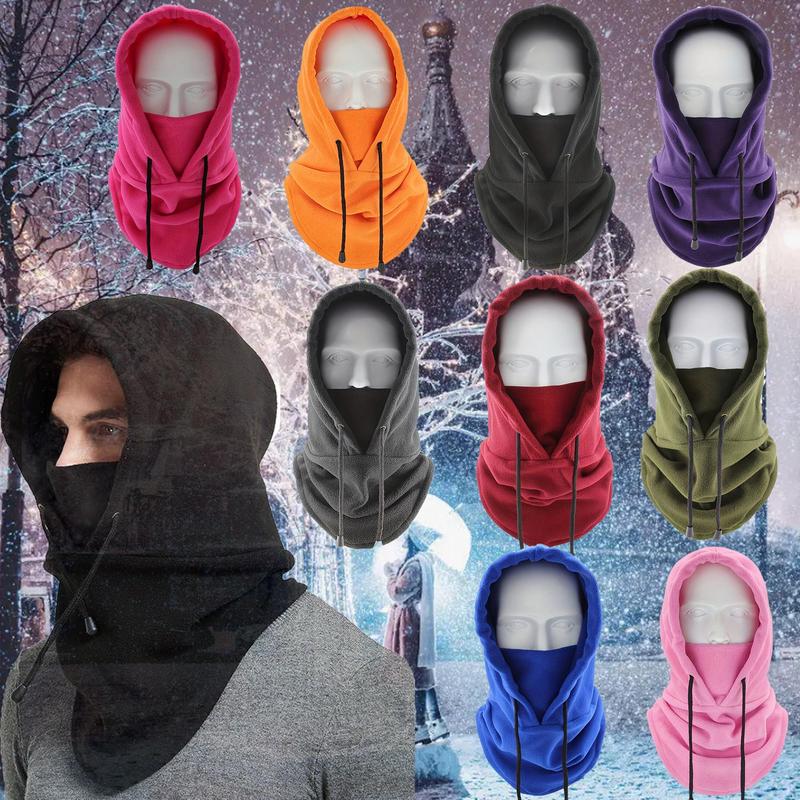 Solid Color Drawstring Closure Balaclava Hat, Balaclava Headwear, Windproof Neck Gaiter Hood, Lightweight Warm Winter Headgear Balaclava Hat for Ski and Outdoor Enthusiasts, Windproof Face Mask, Face Cover Balaclava
