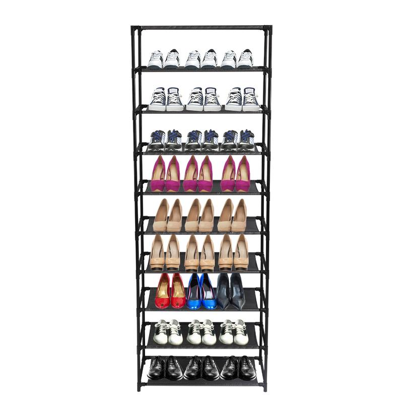 FCH 9-Tier 28 Pairs Shoe Rack, Sturdy Metal Shoe Rack Organizer, Narrow Shoe Rack, for Closets, Shoe Stand, Shoe Shelf, 33.7×11.7 IN×62.2