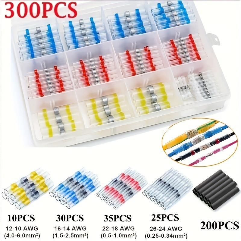 【FathersDayGift】300PCS Haisstronica Solder Seal Wire Connectors - Waterproof Heat Shrink Butt Connectors with Self-Solder Function for Marine, Automotive, Stereo Applications